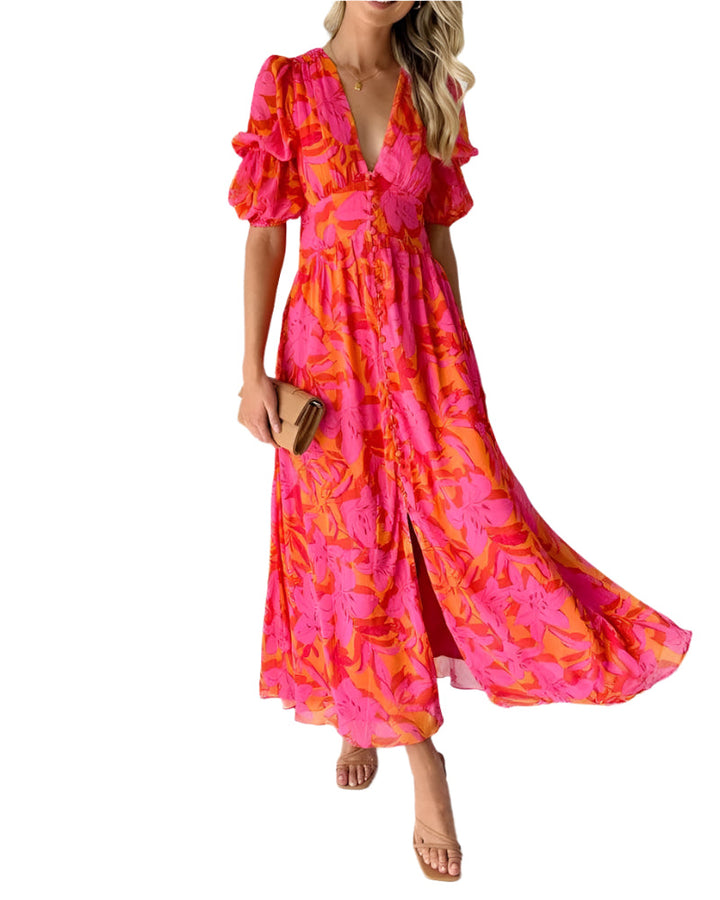 Robe Maxikleid Vintage Elvire avec Boutons