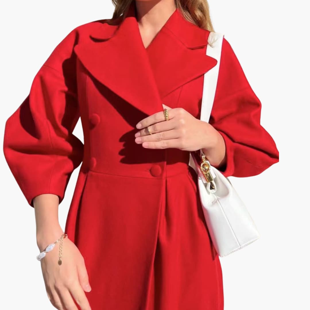 Manteau trench long avec revers pour femmes