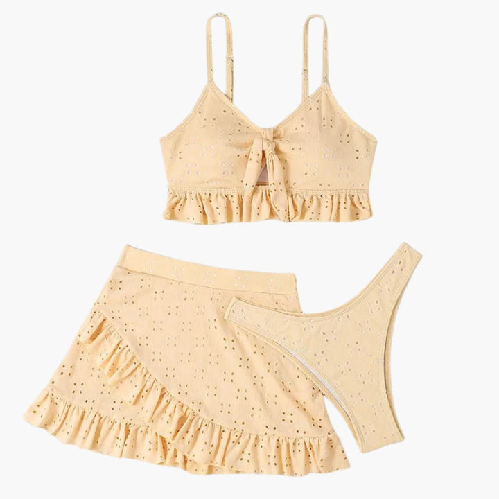 Ensemble de Bikini Femme - 3 pièces avec volants & design taille haute