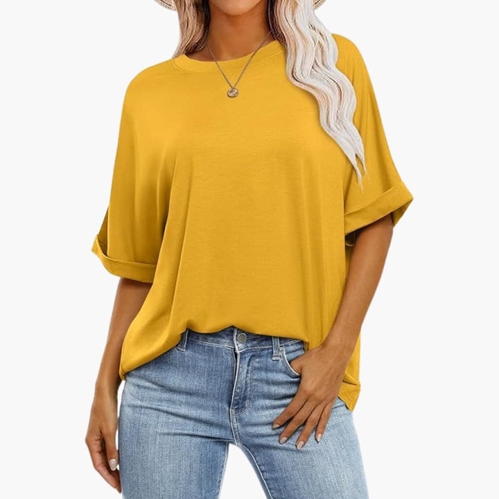 T-shirt oversize pour femmes avec col rond et manches courtes