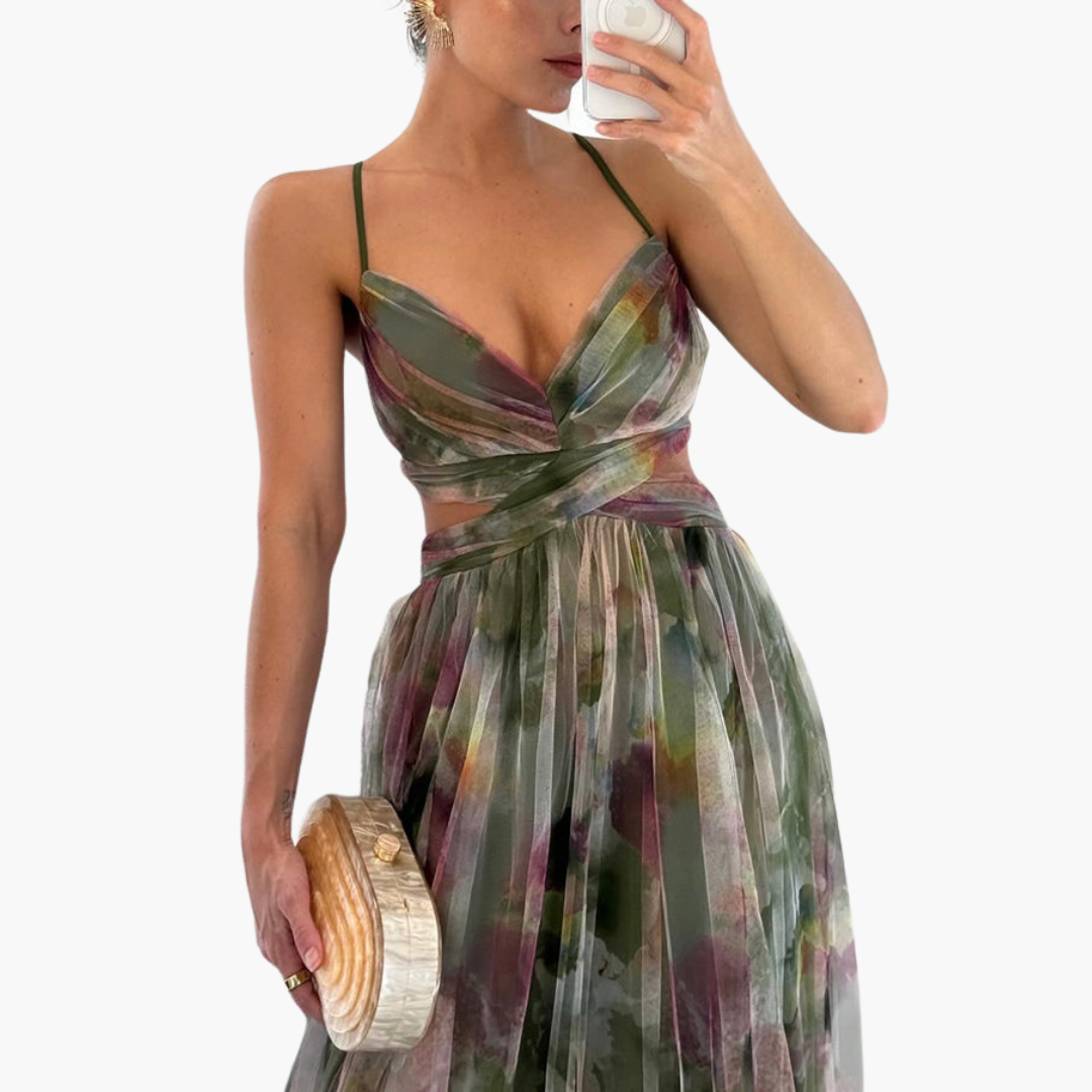 Robe Maxi Élégante pour Femmes avec - Motif Floral Glamour