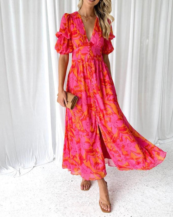 Derana™ - Robe Maxi Rose-Rouge