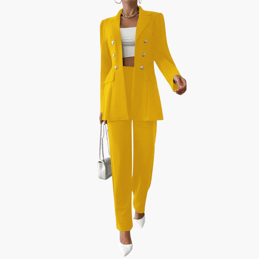 Costume deux pièces avec blazer pour femmes et pantalons droits