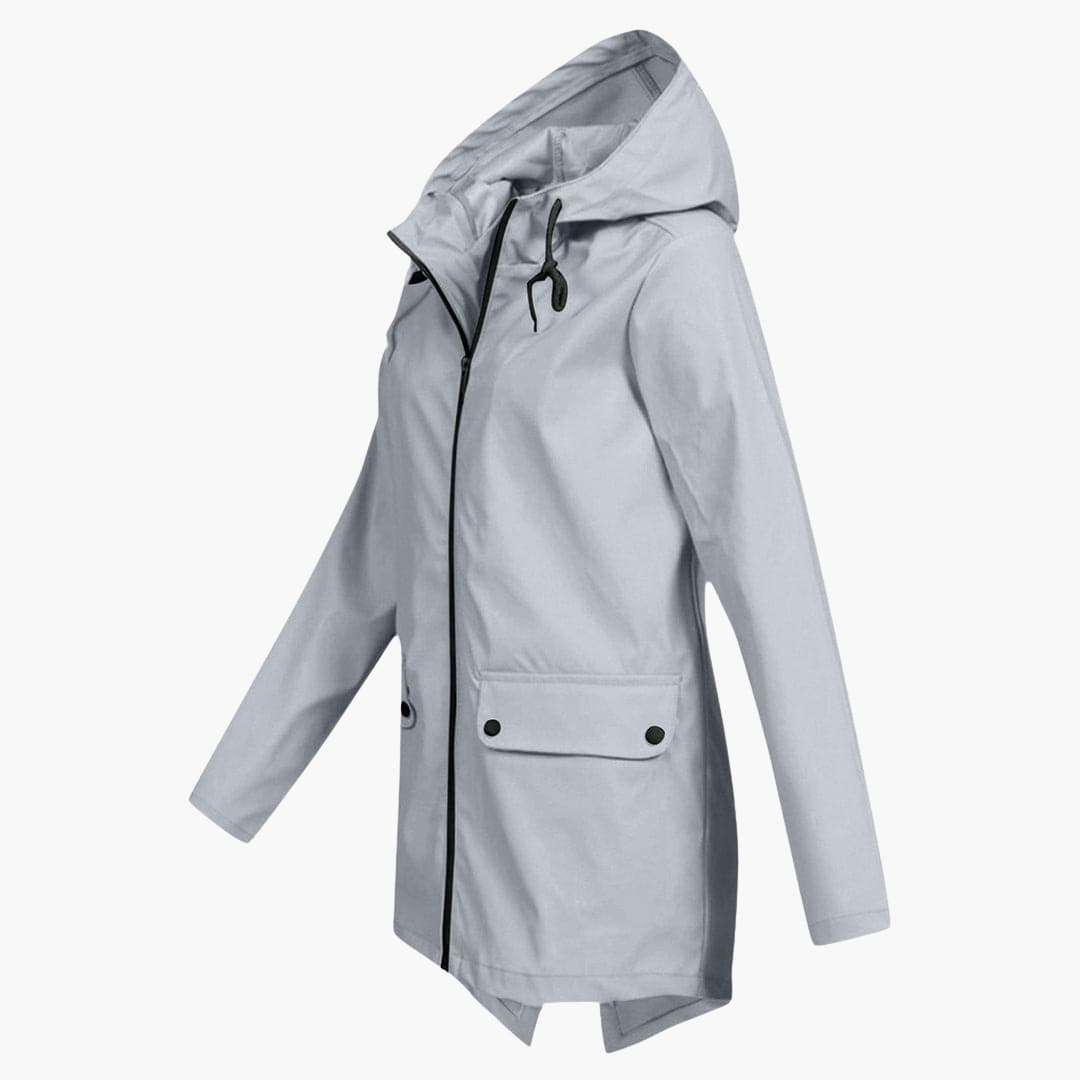 Manteau de pluie pour femmes avec capuche réglable et fermeture éclair