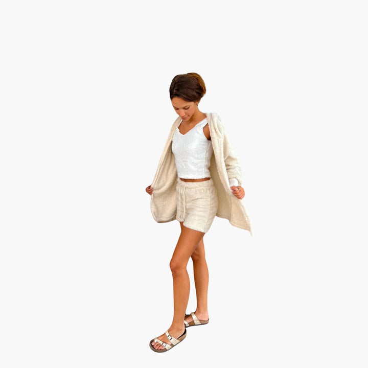 Ensemble de Loungewear - Tenue en Tricot 3 pièces avec Cardigan pour Femmes