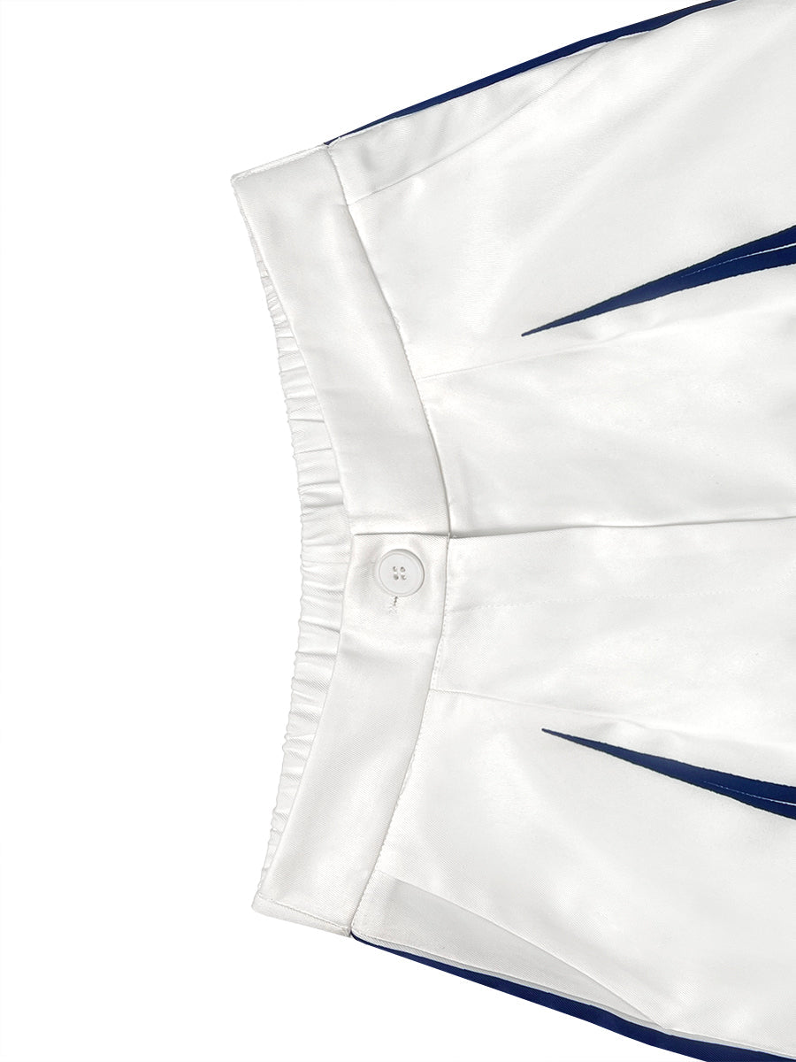 Pantalon taille haute, à jambes larges, sans ceinture, couleur contrastée