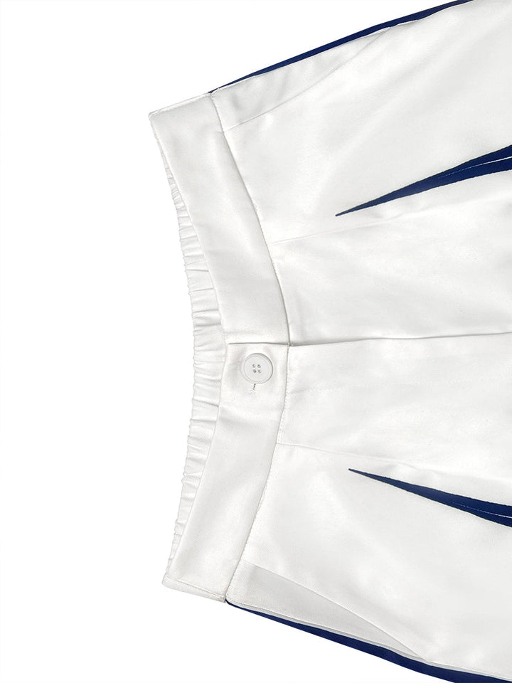 Pantalon taille haute, à jambes larges, sans ceinture, couleur contrastée
