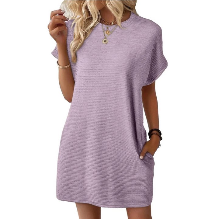 Clariss | Robe T-Shirt Femme Manches Courtes Col Rond Mini Été