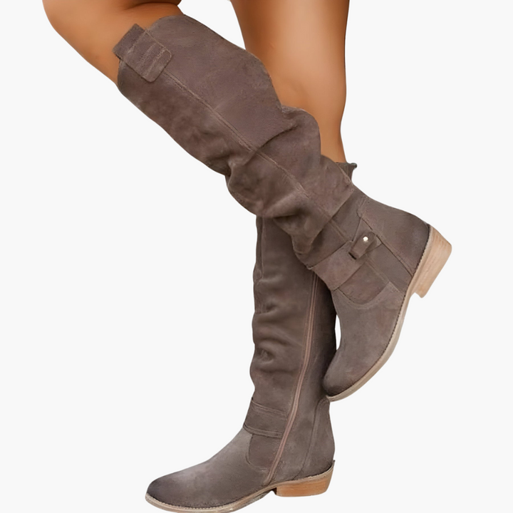 Bottes montantes - pour femmes avec talon bloc et fermeture éclair