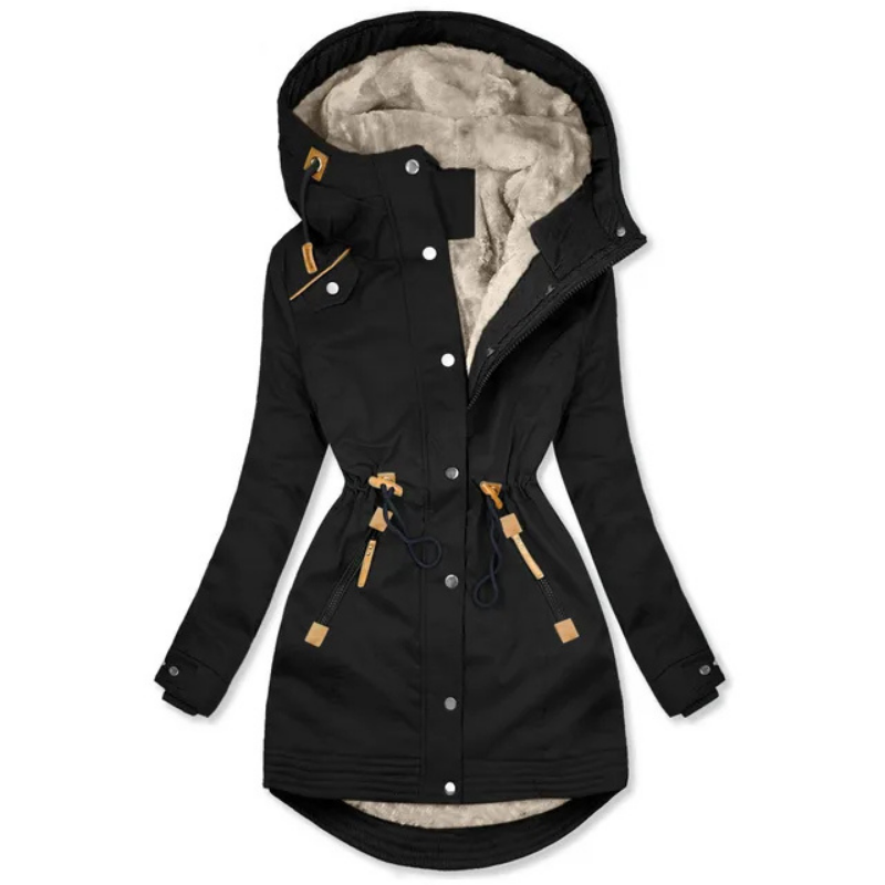 Veste d'hiver femme avec capuche | Parka avec fermeture éclair et cordon de serrage
