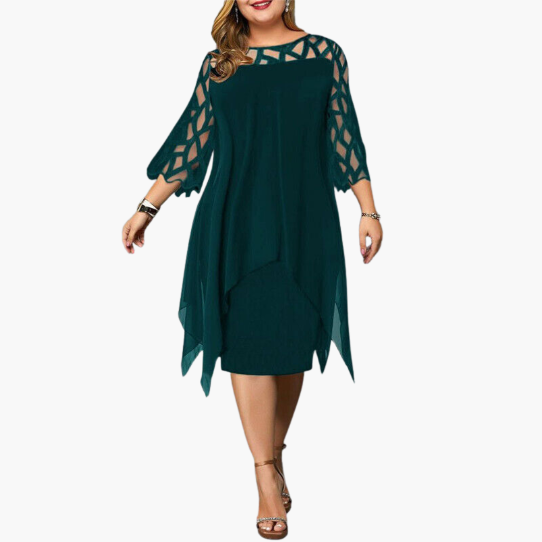 Robe de soirée légère pour femmes - robe midi avec manches découpées