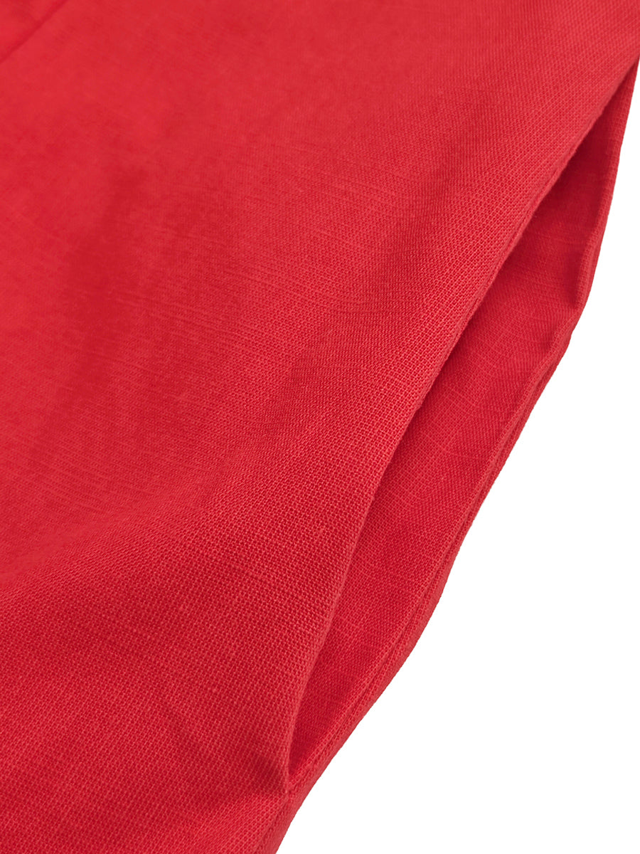 Robe longue boutonnée taille haute, à poches, à col revers, couleur unie