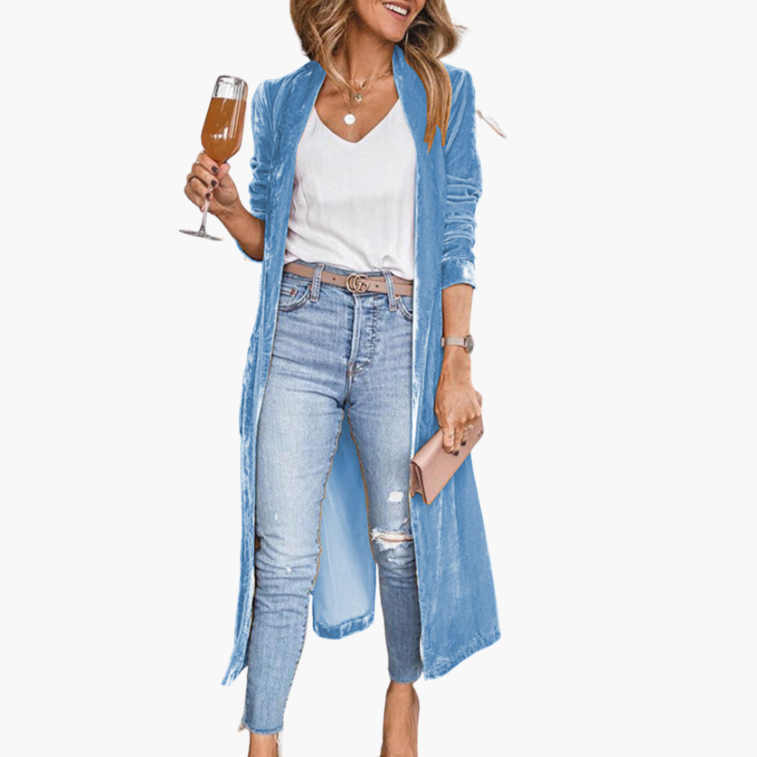 Gilet long pour femmes avec devant ouvert et manches longues