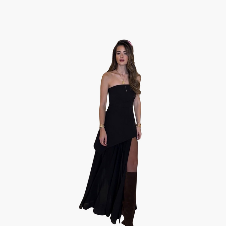 Robe de soirée sans épaules pour femmes - Maxi avec fente haute
