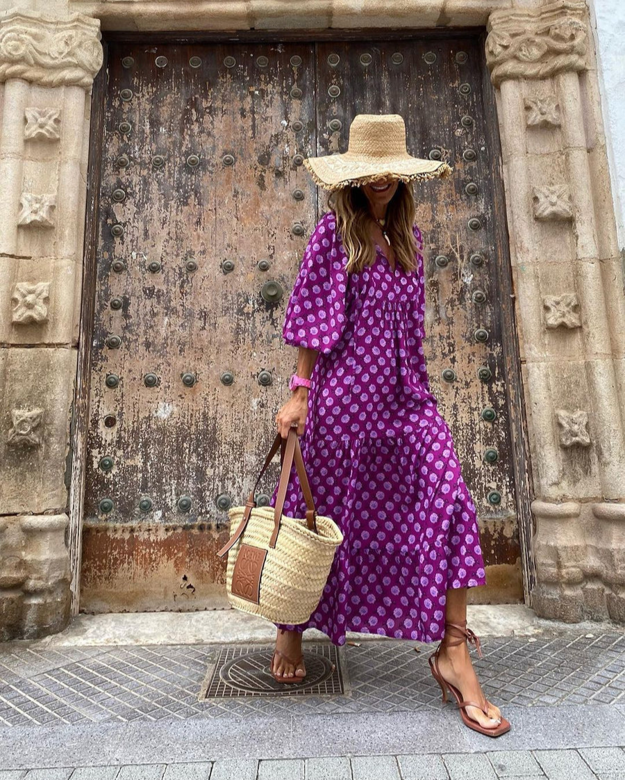 Elin - Robe maxi en coton bohème