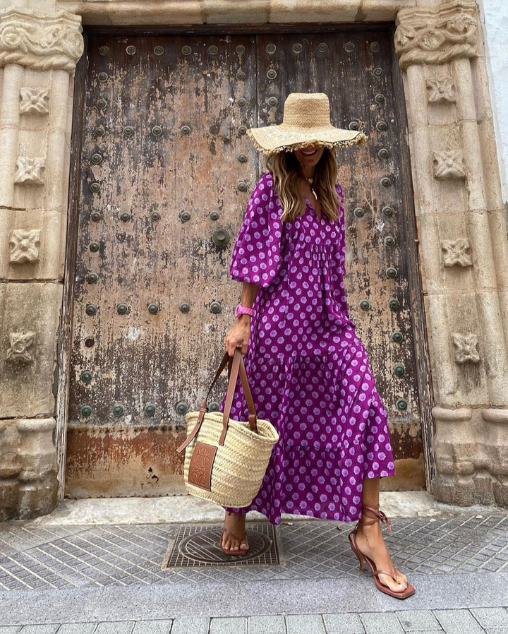 Elin - Robe maxi en coton bohème