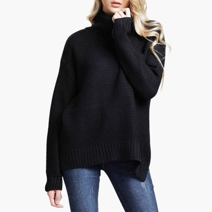 Pull femme à col roulé et manches longues