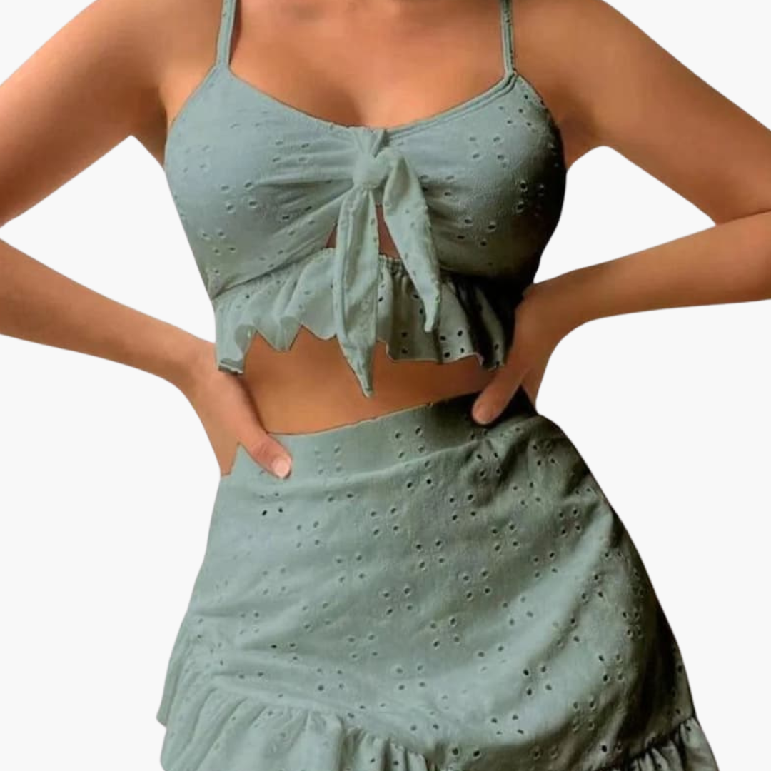 Ensemble de Bikini Femme - 3 pièces avec volants & design taille haute