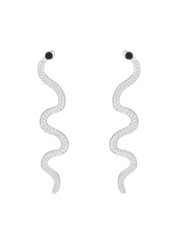 Boucles d'oreilles pendantes géométriques à strass, en forme de serpent, couleur unie