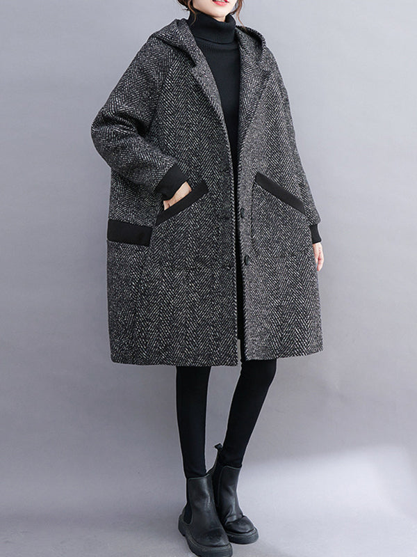 Veste ample chaude à manches longues, à capuche