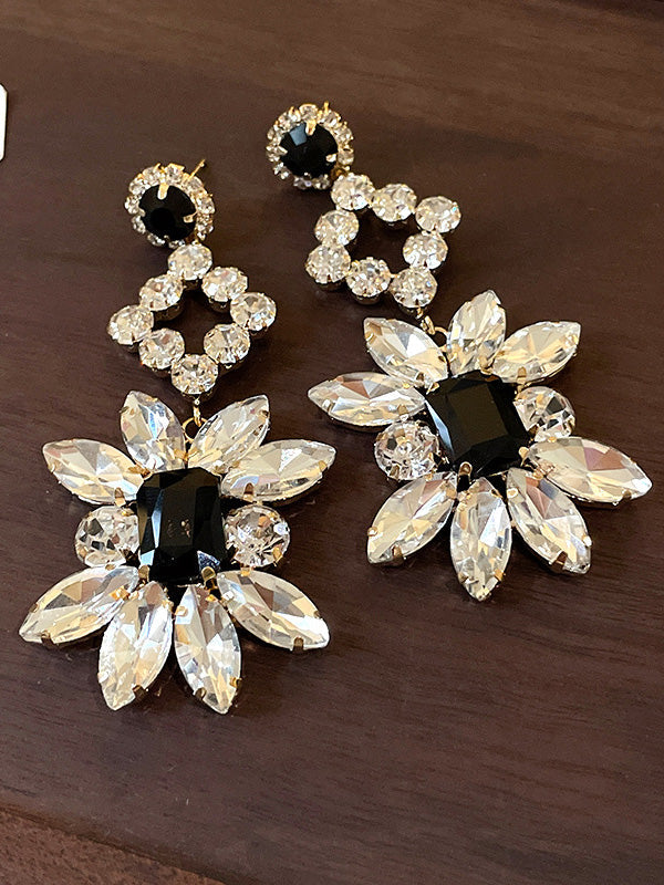 Boucles d'oreilles pendantes géométriques à strass