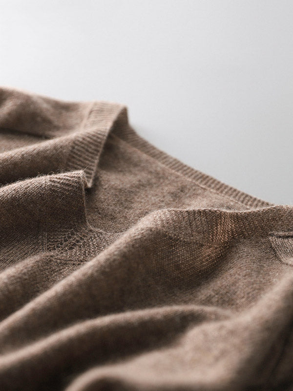 Pull en tricot à col en V de couleur unie urbaine
