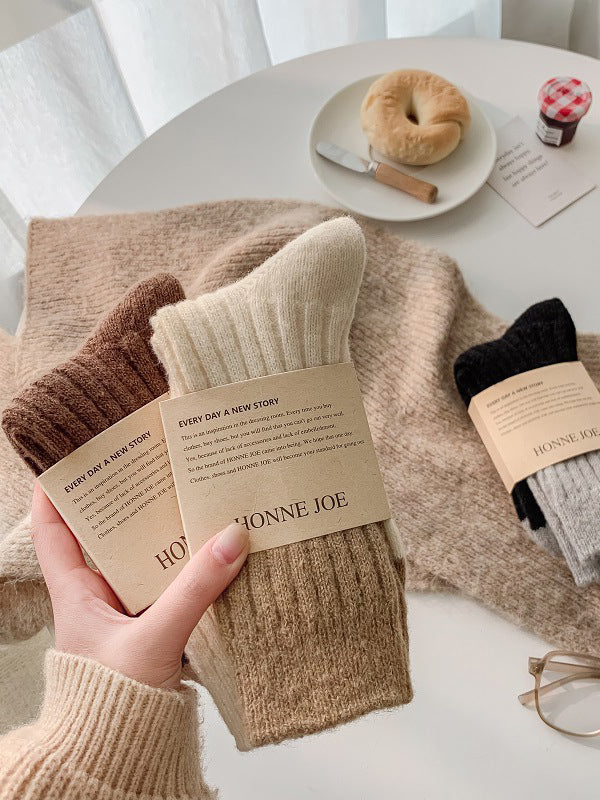 Chaussettes plissées à taille élastique, couleur contrastée