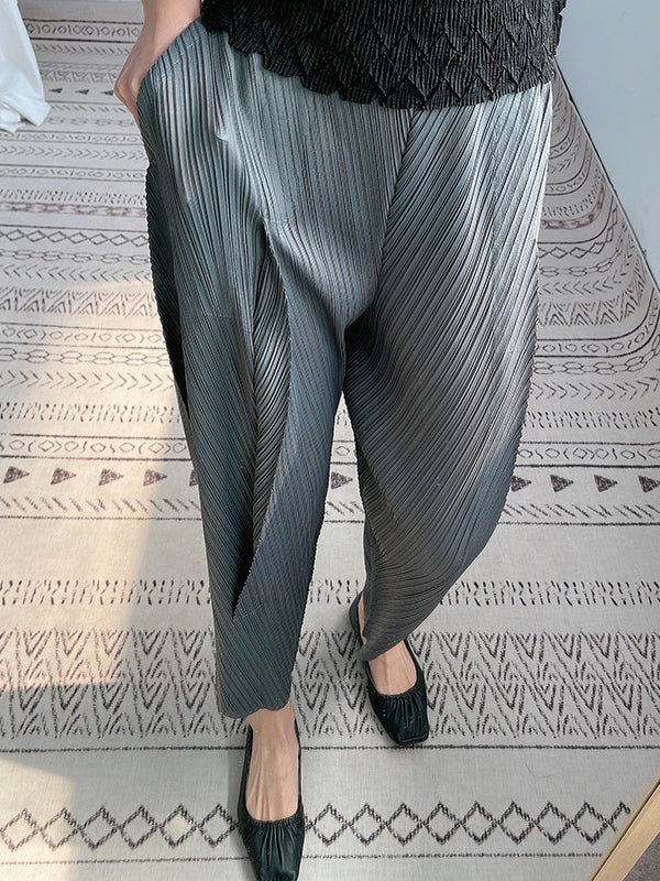 Pantalon 7/8 plissé couleur unie