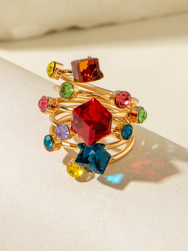Bague géométrique à strass