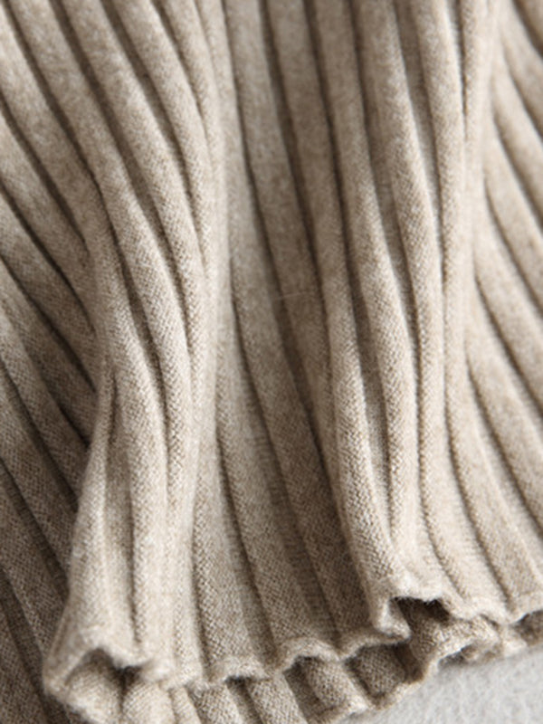 Pull en tricot à manches courtes et col bateau de couleur unie