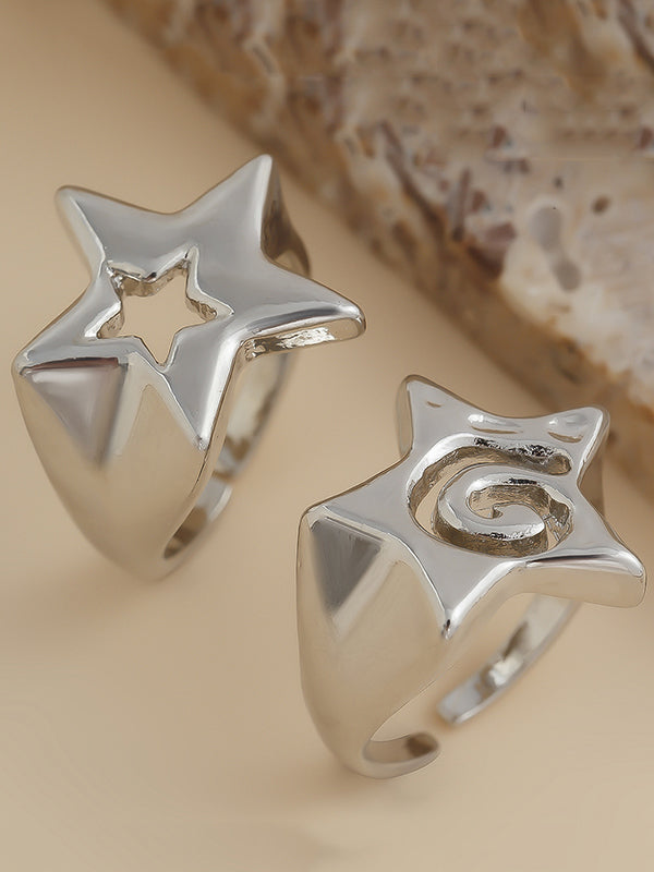 Bague réglable ajourée normcore, en forme d'étoile