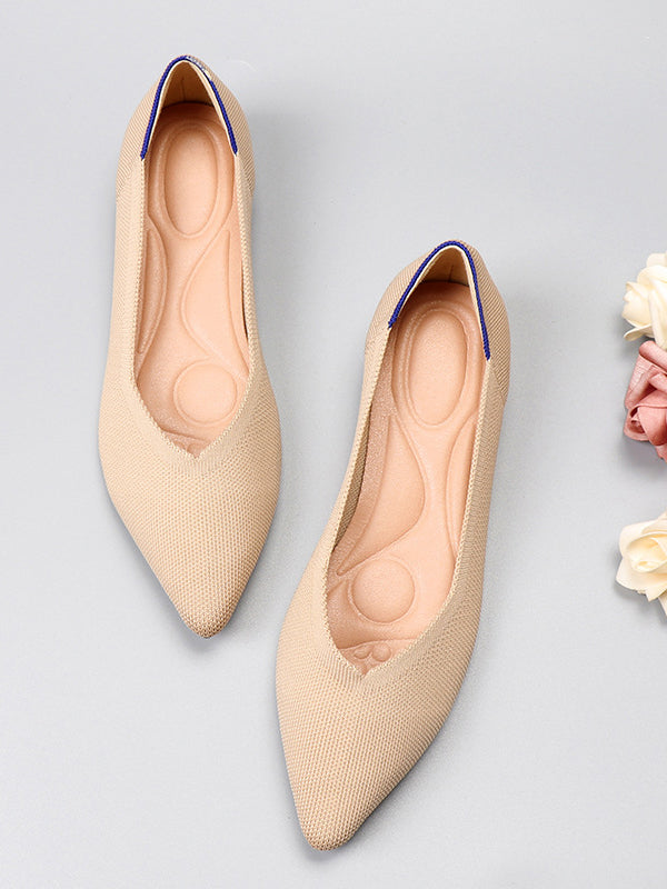Chaussures plates à bout pointu, à découpe basse, à empiècements