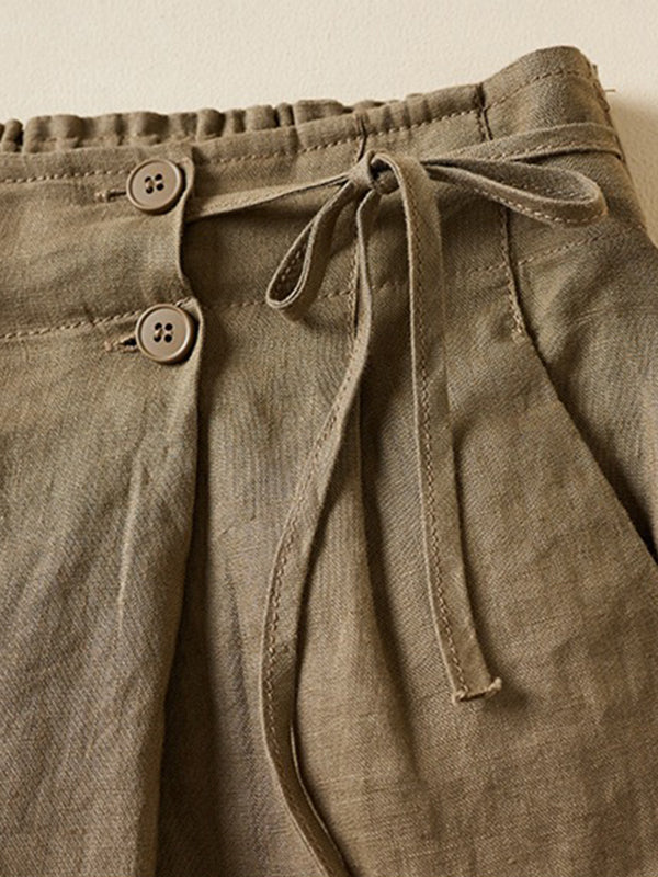 Short ample à taille élastique, couleur unie