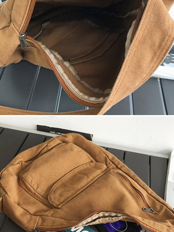 Sac décontracté à fermeture éclair, couleur unie