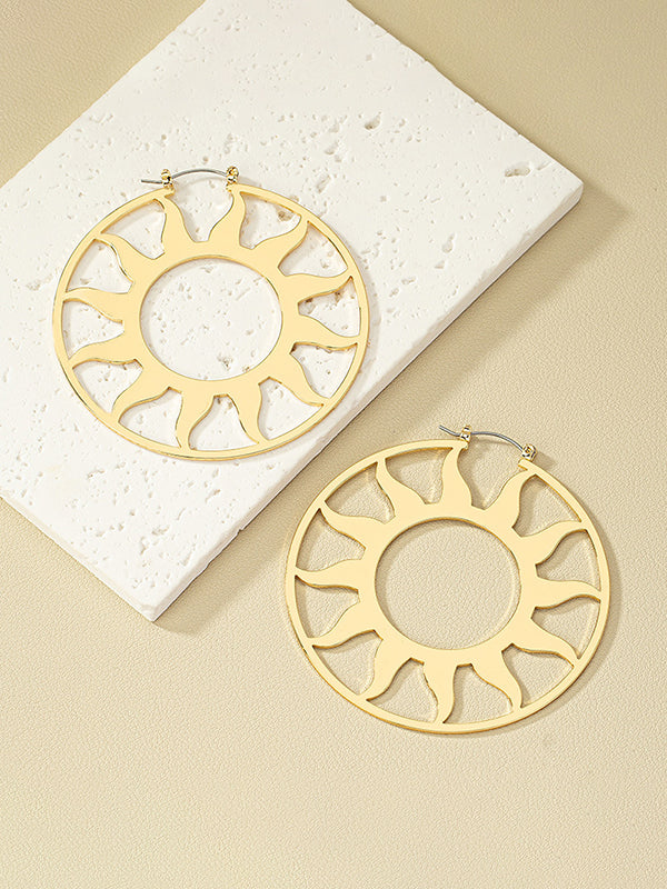 Boucle d'oreille soleil creuse de couleur unie