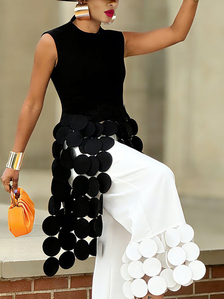 Pantalon à jambes larges, couleur unie