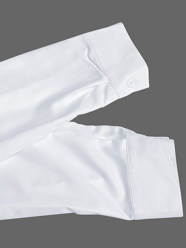 Robe chemise ample boutonnée rayée à manches mi-longues, à col revers
