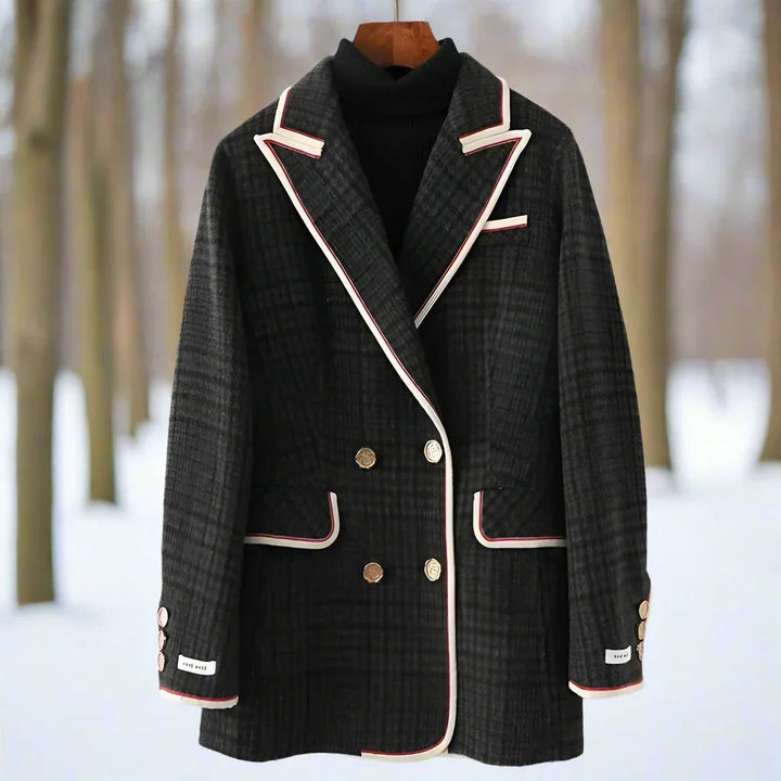 Manteau long à carreaux élégant, intemporel et chaud pour femmes