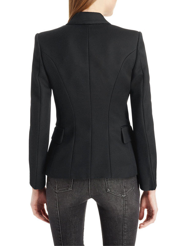 Blazer boutonné à manches longues, à col cranté