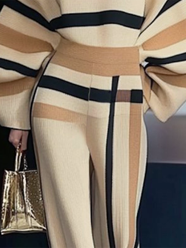 Pantalon ample rayé décontracté à jambes larges