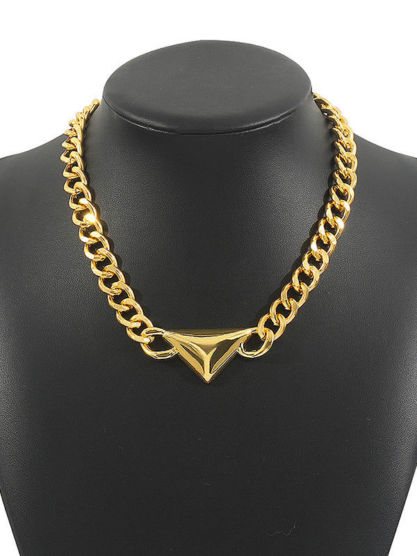 Collier géométrique à chaîne, couleur unie