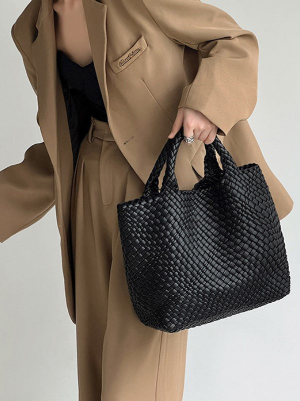 Sac à main tressé couleur unie
