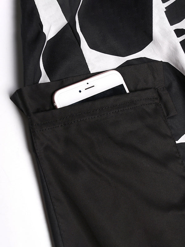 Ensemble deux pièces boutonné à manches chauve-souris, à pois, à col rond, à taille élastique, à poches – chemise + haut + sarouel + pantalon