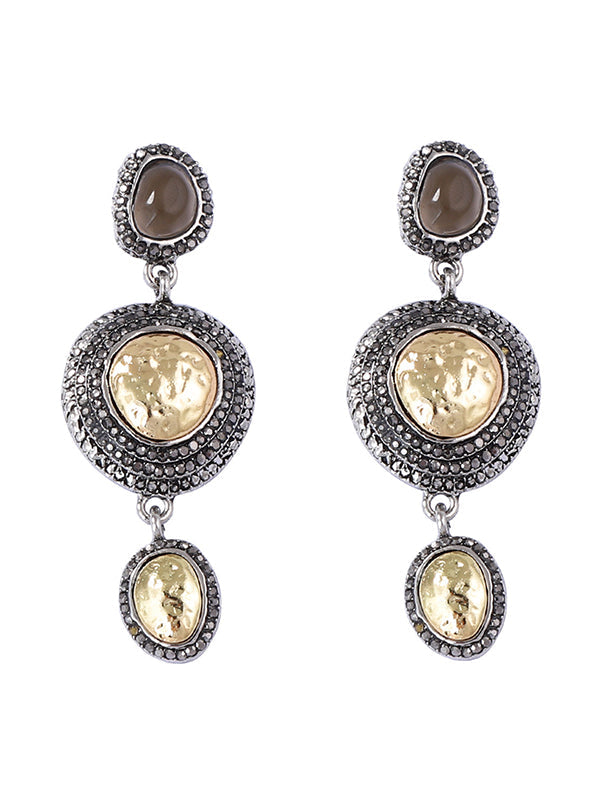 Boucles d'oreilles géométriques brillantes à chaîne, à strass