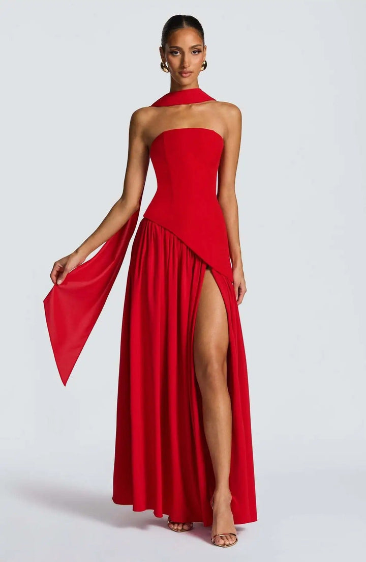 Elfriede | Robe de mère de la mariée sans manches, robe de soirée maxi en A-line avec fente