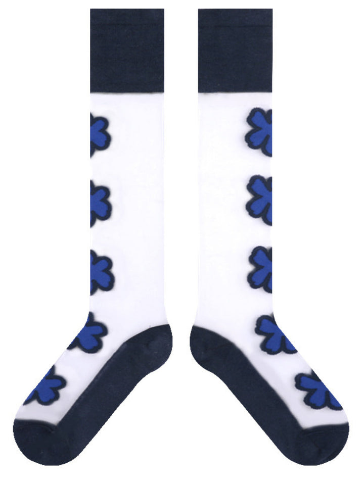 Accessoires de chaussettes à fleurs tricotées bleu noir