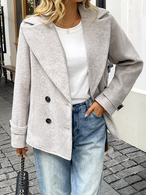 Blazer ample à manches longues, boutonné, Double boutonnage, couleur unie, revers, vêtements d'extérieur