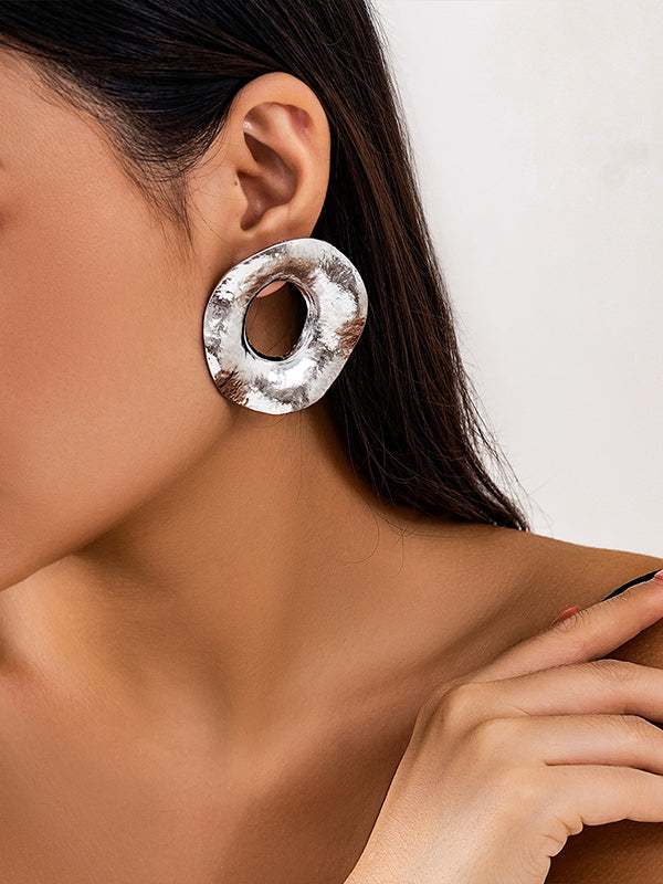 Boucles d'oreilles pendantes géométriques ajourées couleur unie