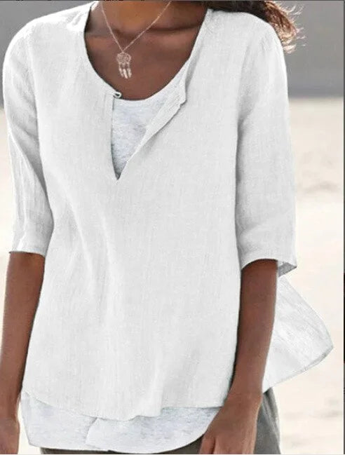 T-shirt femme à col en V
