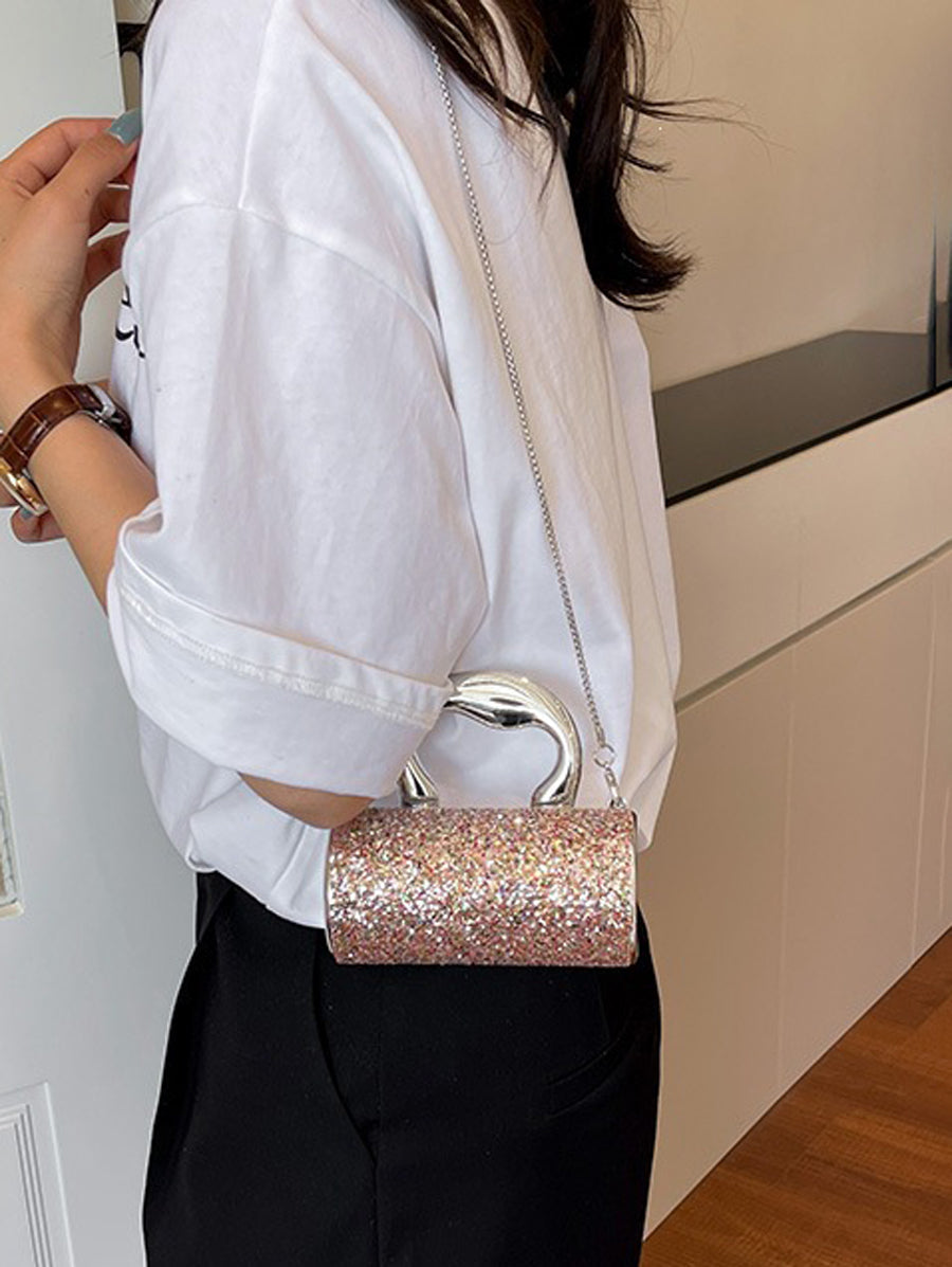 Sac à main bandoulière brillant géométrique à chaîne